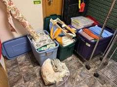 4 large totes of various fabric, LOTS!