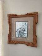 Schanz Furn Amana oak picture frame 21.5 x 22.5 w/ Landengerger Goldfinch print