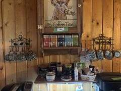 Coffee Time cupboard - coffee cups, spice tins, mugs