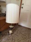 3 table lamps and spool style stand