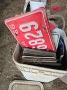Bucket of license plates 50s and newer