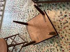 MCM two tier end table, heavy, and wooden stool