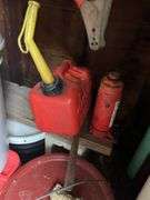 Salt, gas cans, hitch, jumper cables, jack, etc