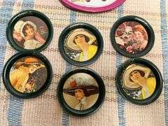 Little tin trays, car tip trays, Coca Cola tin coasters, Tupperware container