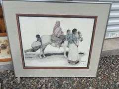 Group of Southwest and Native American inspired art, including drawing by Ron Bishop signed and numbered