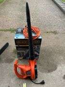 Black &  Decker corded leaf blower/vac, bagger never used, and drop cord