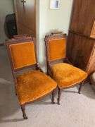 Pair of antique walnut Eastlake style parlor chairs