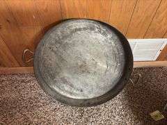Tin dough mixing/raising pan and copper and brass 18" pan