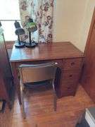 21D x 36L x 20H desk with chair and two lights