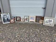 Group of Southwest and Native American inspired art, including drawing by Ron Bishop signed and numbered