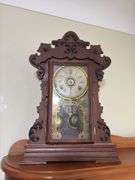 Antique Seth Thomas oak kitchen clock w/ alarm 15 wide x 23 tall