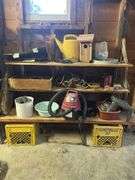 Rope, water can, bird house, mini shop vac, chain, etc