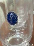 2 apple jars, glasses, early pattern glass cream & sugar, fan basket, pitcher and glasses set