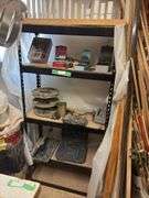 Metal shelf and all contents includes drillbit indexes socket set