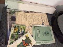 All kinds of stuff representing Iowa-badges, posters, books