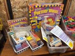 Kids pottery wheel lots of Clay, large box of cookie cutters
