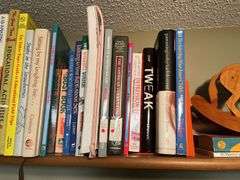 3 shelves of books and magazines Please see photos