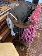 quilt rack and blankets