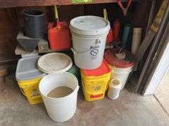 Salt, gas cans, hitch, jumper cables, jack, etc