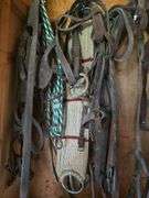 Various horse tack and an old radio