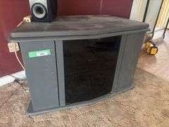 Entertainment center - with DVD player RCA DVD home theater system, pioneer stereo, and Wii gaming system