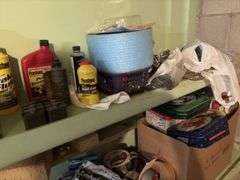 All on shelves includes all kinds of hardware, tools, tins, seal, tapes, etc BRING YOUR BOXES!!