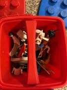 Tote of various toys from the 90's ish