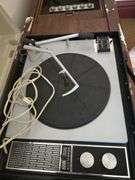 Magnavox console stereo 64" wide and a portable turntable