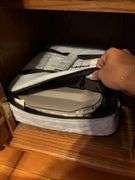 Glass baking dish with carrier and stoneware lidded dish