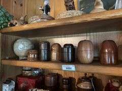 Assorted wood trinket boxes, angels, figurine items