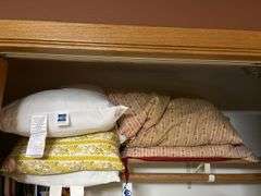 Feather pillows, blankets, linens, large tote and MORE