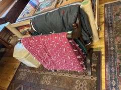 quilt rack and blankets