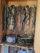 Various horse tack and an old radio