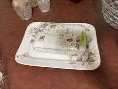 Ironstone platter and casserole dish, gold edged Berry set, covered butter, C& S