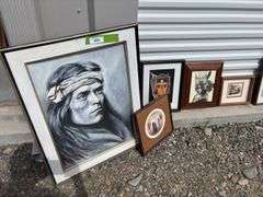 Group of Southwest and Native American inspired art, including drawing by Ron Bishop signed and numbered