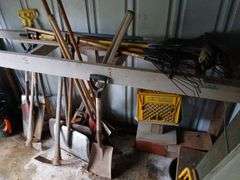 Yard and garden tools-pick, shovels, forks, rakes etc.
