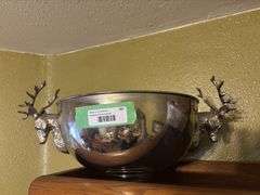 Large punch bowl with elk decorations