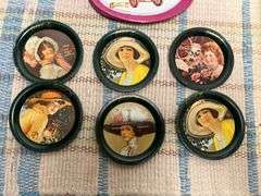 Little tin trays, car tip trays, Coca Cola tin coasters, Tupperware container