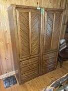 Two matching oak armoire cupboards 25 x 18 x 60