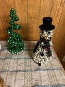 Handcrafted sheep, bell tree and snowman and candle spinner