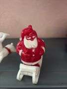 Vintage Plastic Santa and his 8 reindeer