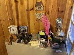 Decorative do-dads, includes wall mirror and sconces