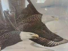 Schanz Furn Amana oak picture frame 39 x 31.5 w/ Landenberger Bald Eagle print, S/N 341/500