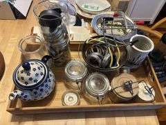 Pie plates, canning jar lids, vintage colander, pampered chef batter bowl, apple peeler