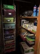 Household fix-it type items, and craft supplies in closet plus over the door storage