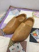 Wooden Dutch shoes and hand sewn doll quilt