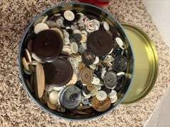 3 containers of old buttons, big and small