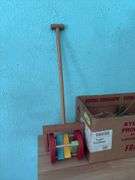 Box of many old blocks, different sizes and very annoying roller toy