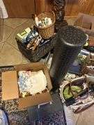 misc housewares and decor - foam roller, handers, artwork, erector set, tripod, desk items