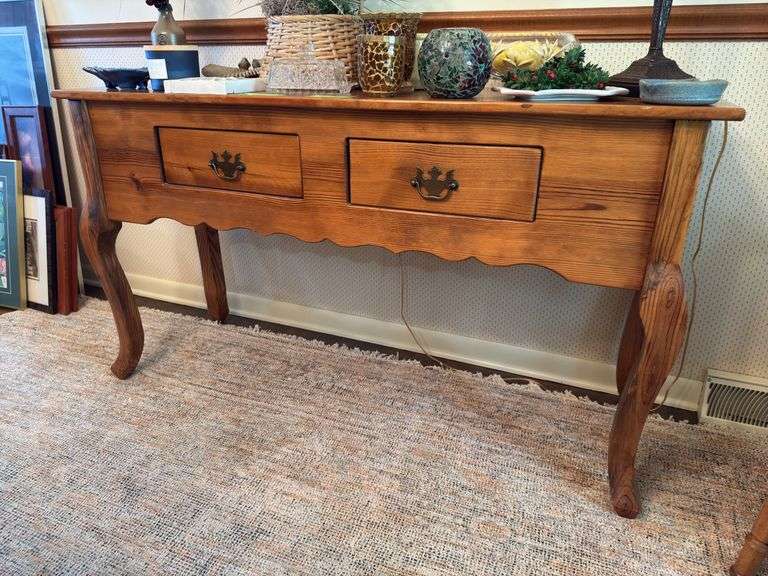 16x53x30H two drawer pine sofa table NO CONTENTS image